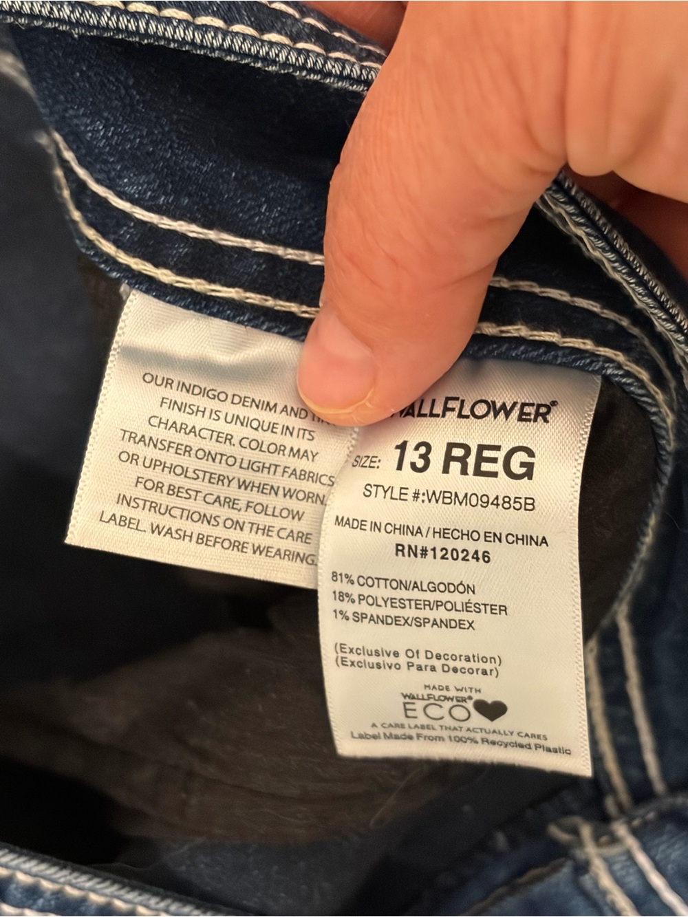 Wallflower Dark Blue Bootcut Jeans with Faded Front contract stitching - Picture 7 of 15